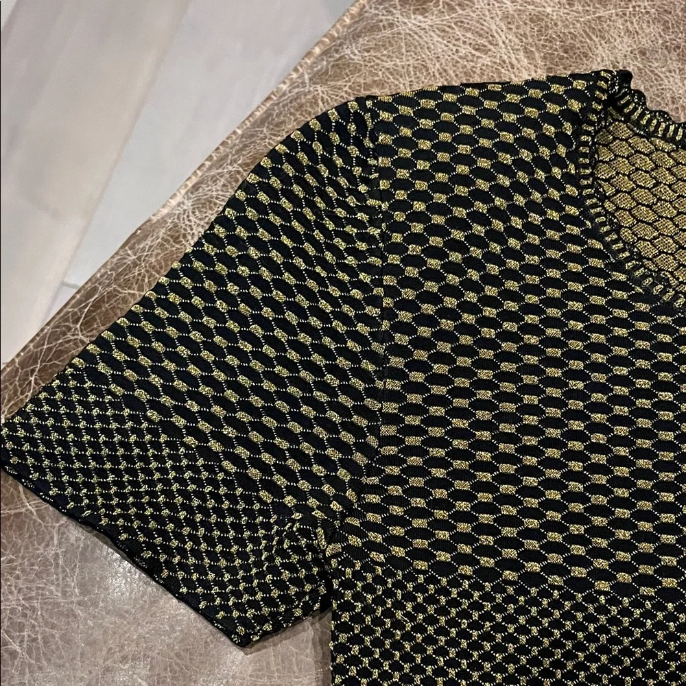 Torn by Ronny Kobo Black and Gold Peplum Blouse - Picture 4 of 11